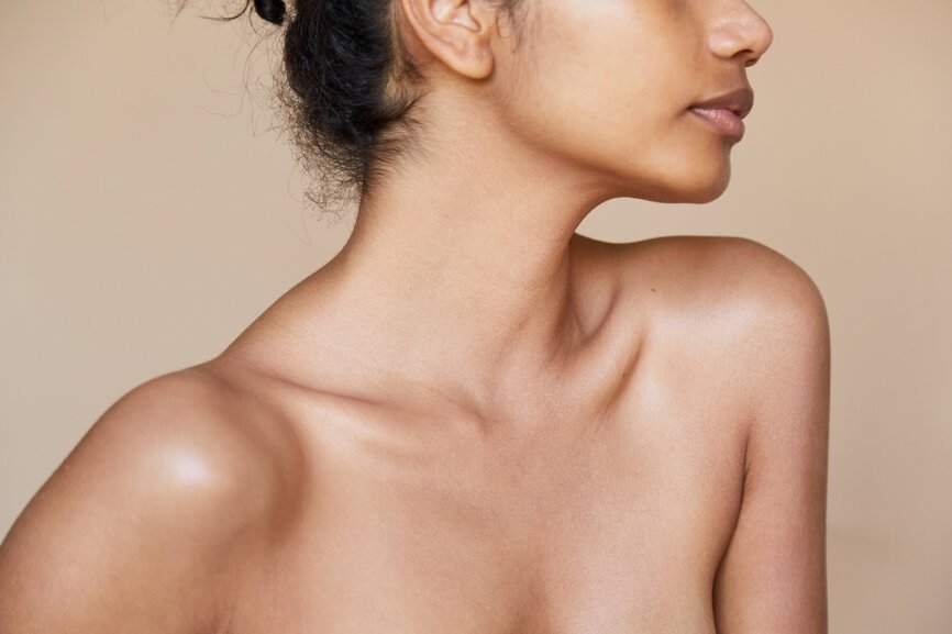 Young beautiful african american woman in skincare and beauty routine studio shoot.