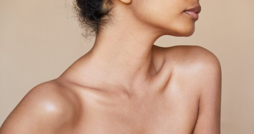 Young beautiful african american woman in skincare and beauty routine studio shoot.
